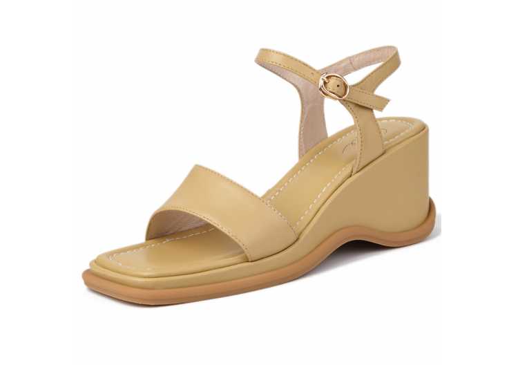 Ankle Strap Genuine Leather Wedges Sandals For Women High Heels Platform Sandals Summer Casual Shoes 2021 Sandalias Mujer