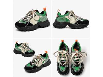 Sneakers Women Leather Microfiber Patchwork Mixed Colors Platform Round Toe Lace up Ladies Shoes Handmade 29330