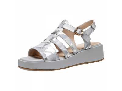 Fashion Peep Toe Print Genuine Leather Flat Platform Sandals Women Summer Casual Shoes Sandales Femmes 2021 Sandalias Mujer