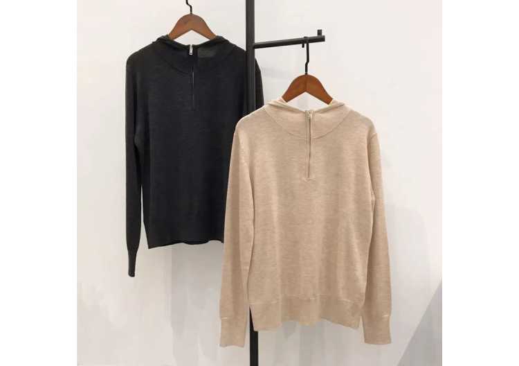 2021 Autumn Winter Women Knit Hooded Sweater Half Zippper Ladies Long Sleeve Loose Knitwear Pullover Top Jumper