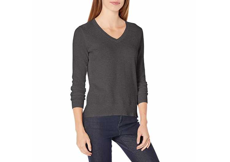 Nautica Women Effortless J Class Long Sleeve 100% Cotton V Neck Sweater