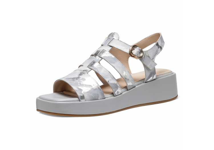 Fashion Peep Toe Print Genuine Leather Flat Platform Sandals Women Summer Casual Shoes Sandales Femmes 2021 Sandalias Mujer