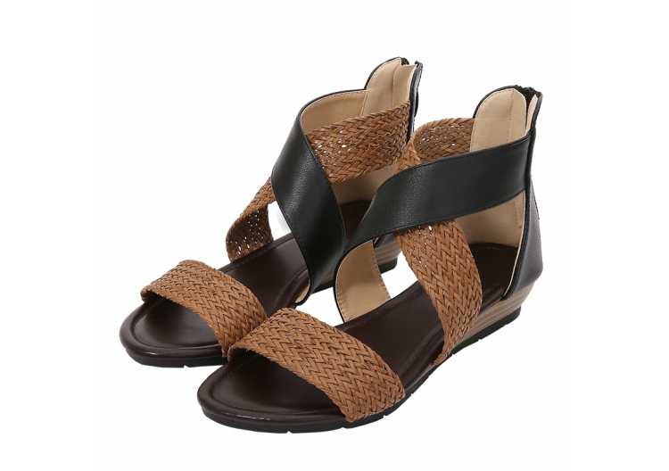 New bohemian style braided belt wedge heel women's sandals retro roman shoes summer fighter sandals T9116 1