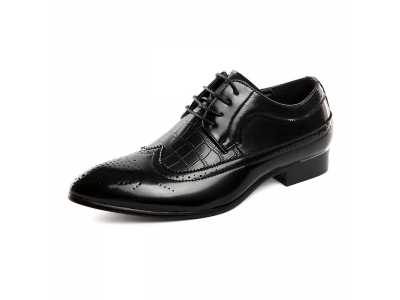 Men's Dress Shoes Business Brogue Shoes Spring and Autumn Man Lace up Pointed Toe Formal Shoes for Party Big Size