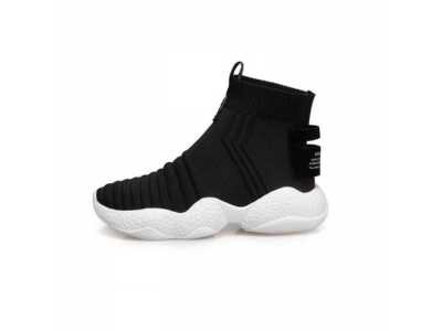 High Top Sneakers Women Slip on Breathable Knitted Sneakers Female Summer Casual Shoes White Balck Thick Sole Walking Shoes