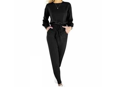 ANRABESS Women Two Piece Outfits Sweater Sets Long Sleeve Pullover and Drawstring Pants Lounge Sets