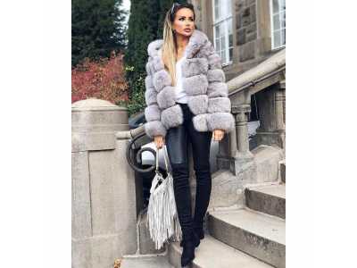 Female Jacket Fur Coat Rabbit Imitation Fur Winter Grass Mink Faux Fur Zipper Coat Ladies Artificial Fur Hooded Soft Plus Size