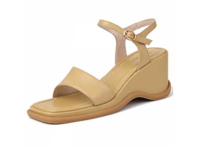 Ankle Strap Genuine Leather Wedges Sandals For Women High Heels Platform Sandals Summer Casual Shoes 2021 Sandalias Mujer
