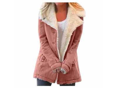 Women Plus Size Winter Warm Jacket Composite Plush Button Outwearcoat Lapels Jacket Outwear 2021 Куртка Зимняя Женская