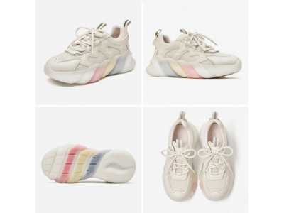 Sneakers Women Microfiber Leather Mesh Round Toe  Platform Shoes Ladies Rainbow Thick Sole Shoes Handmade 29629