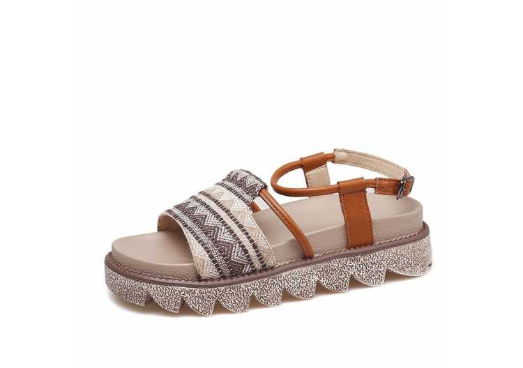 Summer New Ladies Flat Bottom Non slip Soft Bottom Women Roman Shoes Muffin Thick Bottom Ladies Sandals Fashion Casual