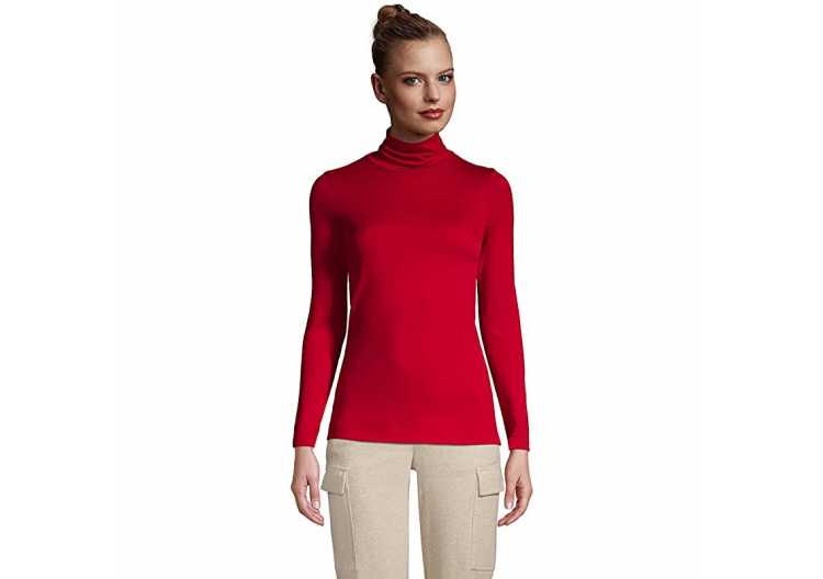 Lands' End Women Supima Cotton Long Sleeve Turtleneck