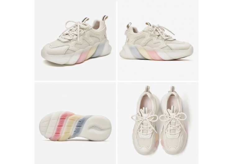 Sneakers Women Microfiber Leather Mesh Round Toe  Platform Shoes Ladies Rainbow Thick Sole Shoes Handmade 29629